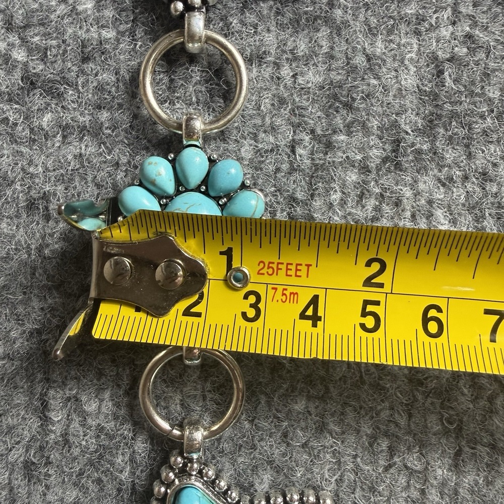 Southern Grace Turquoise Stone Star Concho Chain Belt Silver Tone Western NWT - Picture 10 of 10